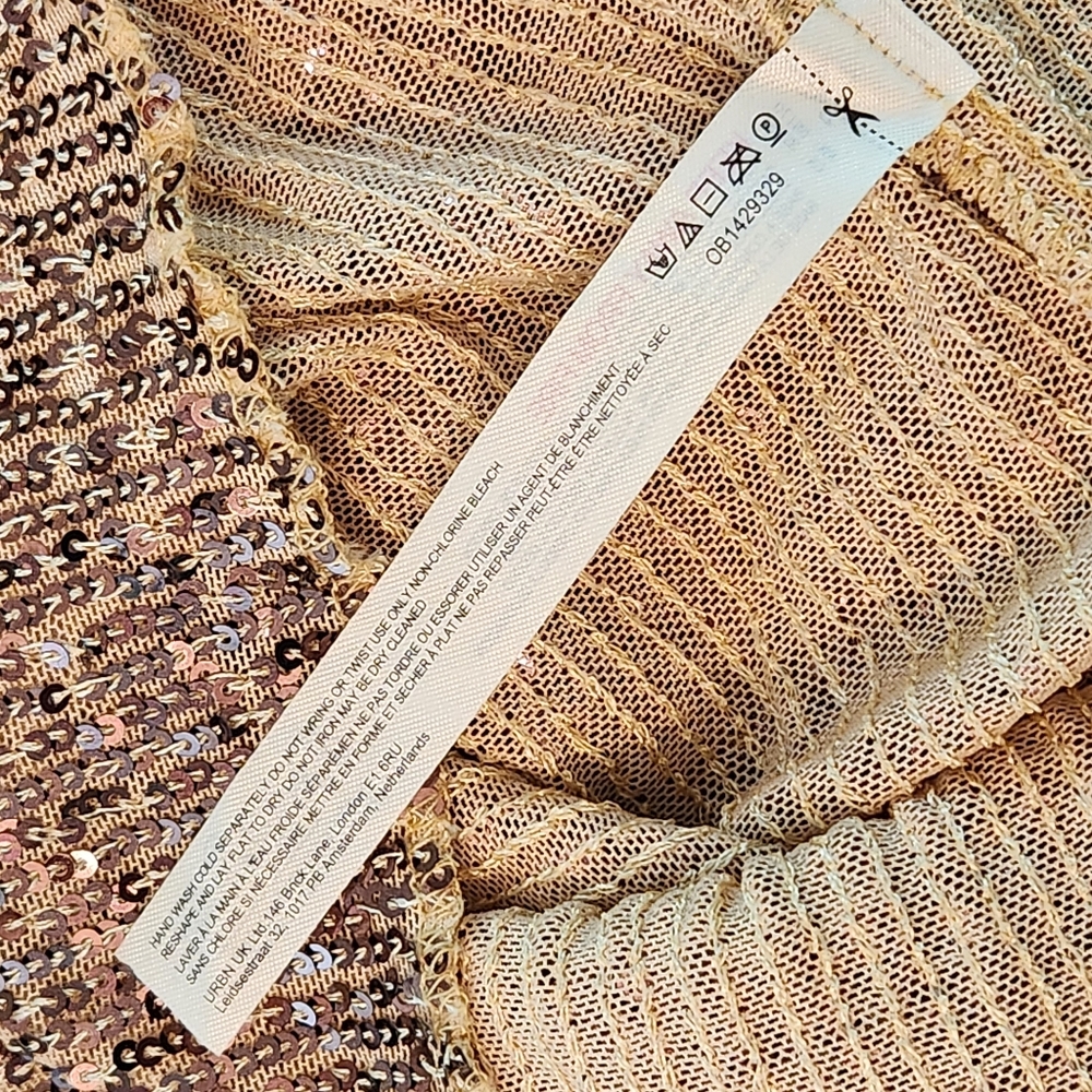 Free People Gold Sequin Long Sleeve Top - Picture 7 of 7